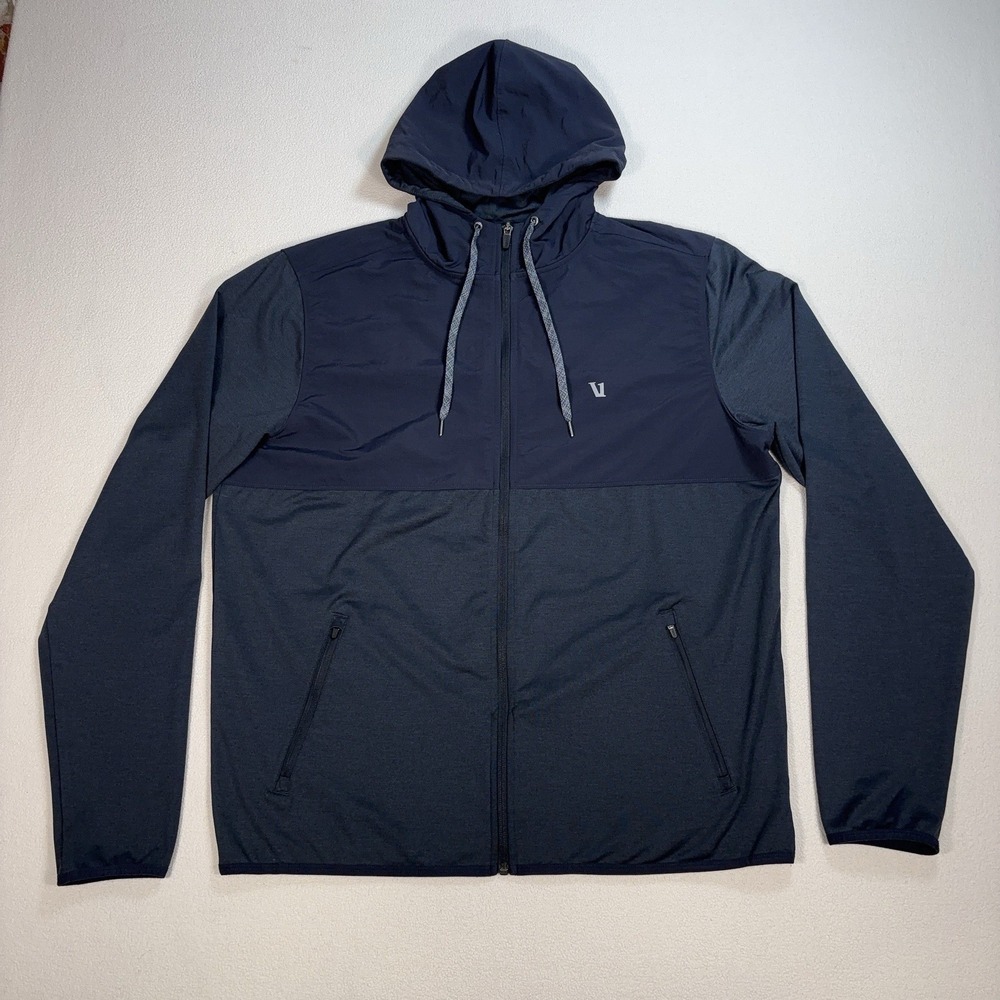 Vuori Sunday Element Full Zip Jacket Men's XL Navy Gray Pocket Stretch V215